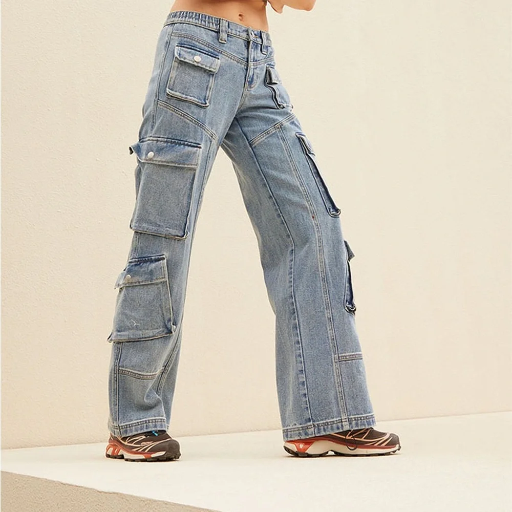 PacSun Light Blue Low Rise Puddle Cargo Jeans - Picture 1 of 7